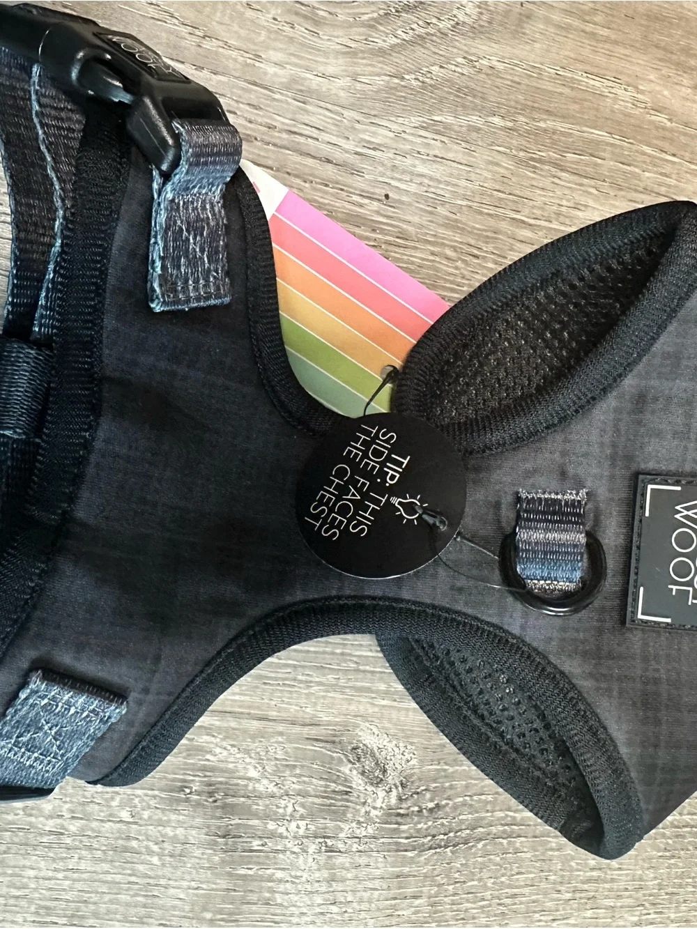 Woof Black Padded Mesh Dog Harness - Comfortable Everyday Support